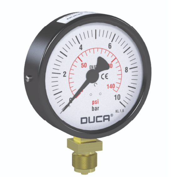 Worimex Spareparts Manometer Duca Bourdon Type dia 100 G1/2 Bottom Connection 0-10bar