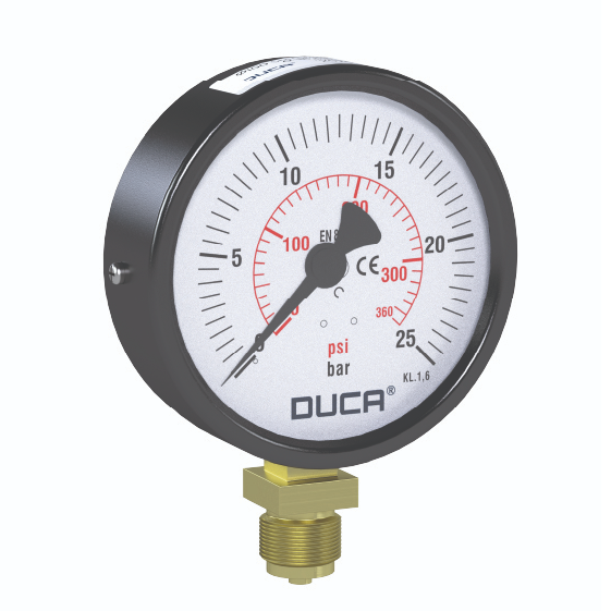 Worimex Spareparts Manometer Duca Bourdon Type dia 100 G1/2 Bottom Connection 0-25bar