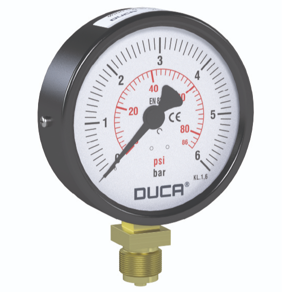 Worimex Spareparts Manometer Duca Bourdon Type dia 100 G1/4 Bottom Connection 0-6bar