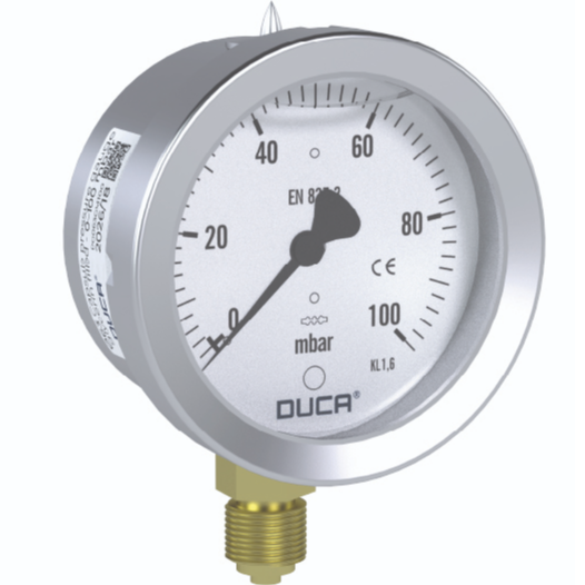 Worimex Spareparts Manometer Duca Capsule Type Glycerinum dia 63 G1/4 Bottom Connection 0-100mbar