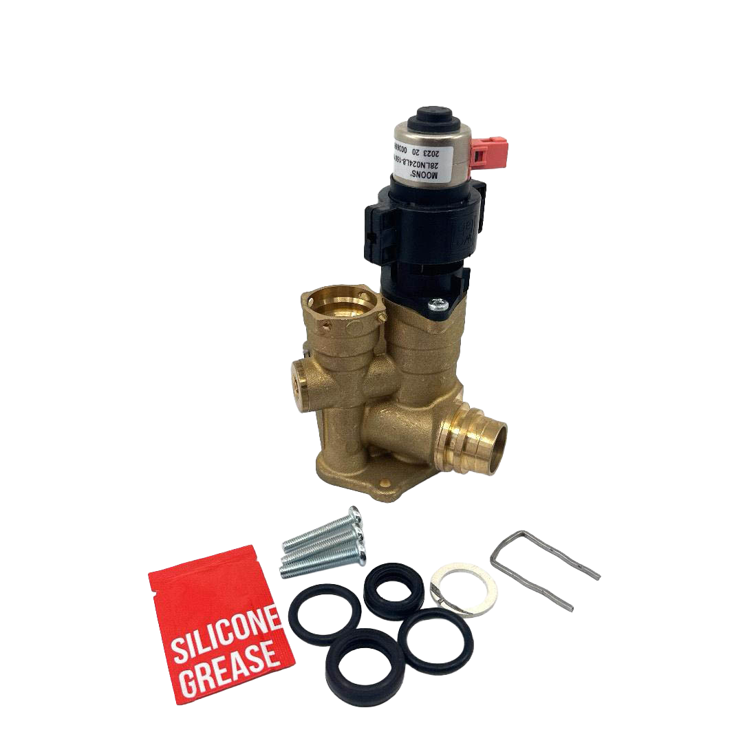 Worimex Spareparts Corpo valvola a 3 vie Wolab Vaillant Turbotec motorizzato in ottone (Design Wolab) 0020132682, 0020132683
